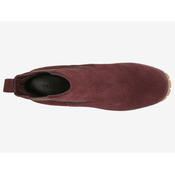 NWT Sanctuary Ravish Suede Chelsea Heel Boot 8 Burgundy Red Bootie Ankle Lug 90s - Picture 2 of 10